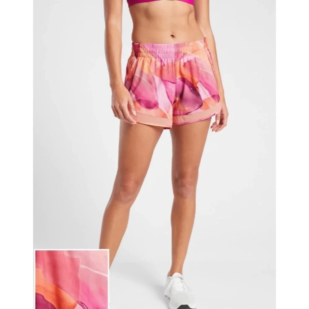 Athlet Printed Mesh Racer Run Shorts 4" Workout Running Watercolor Size Small - Picture 1 of 13